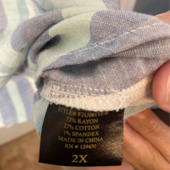 Lee Multicolor Striped Shirt With Ruffle Sleeves Size 2X - Picture 4 of 4